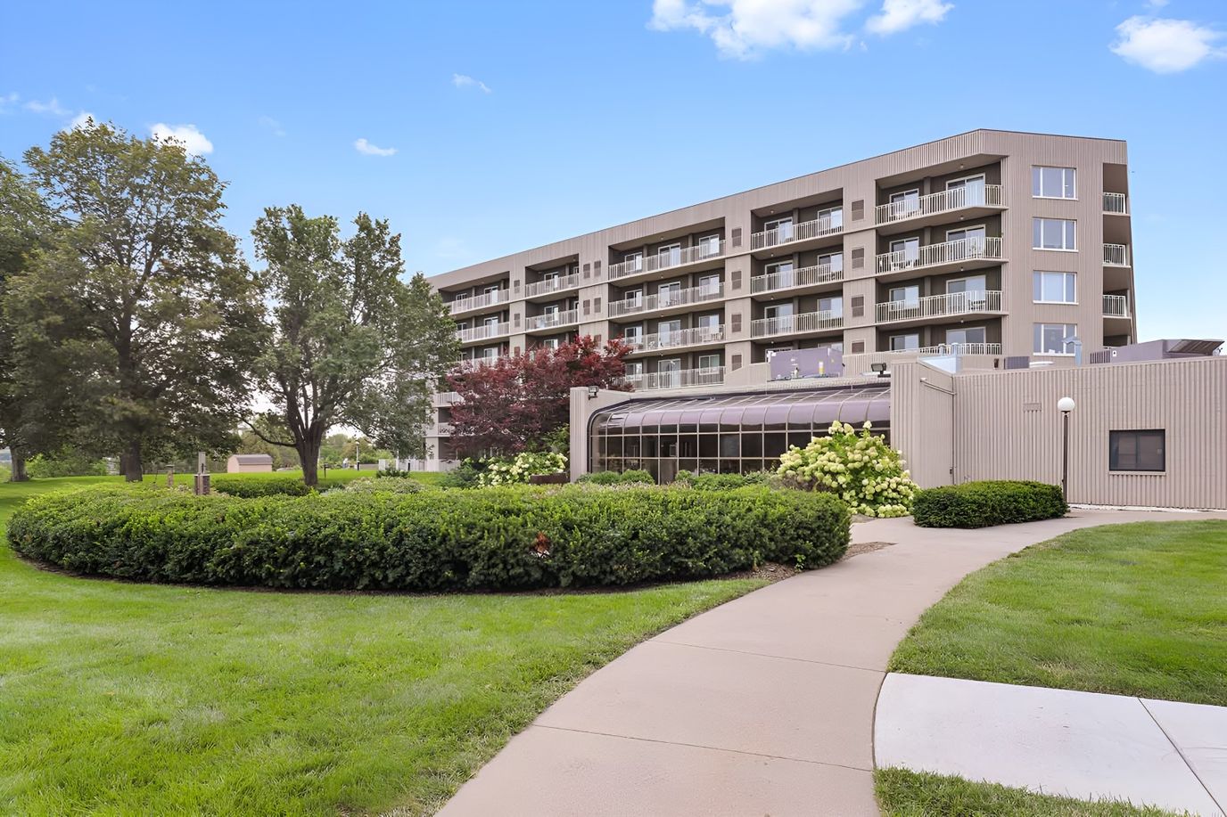 Exterior view of Immanuel Village with landscaped grounds