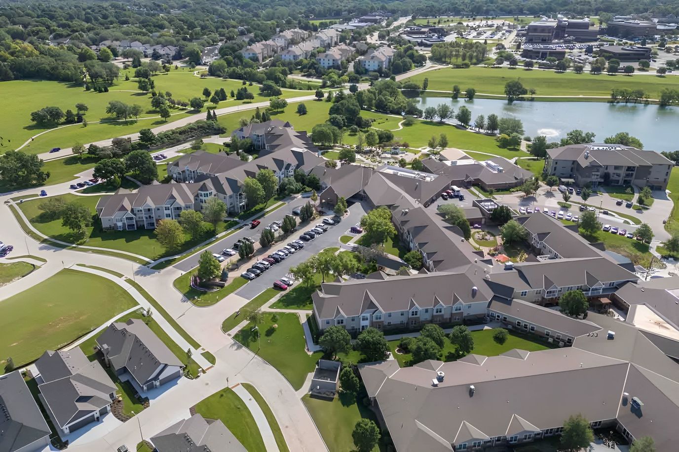 Aerial view of the Immanuel Lakeside facility and surroundings