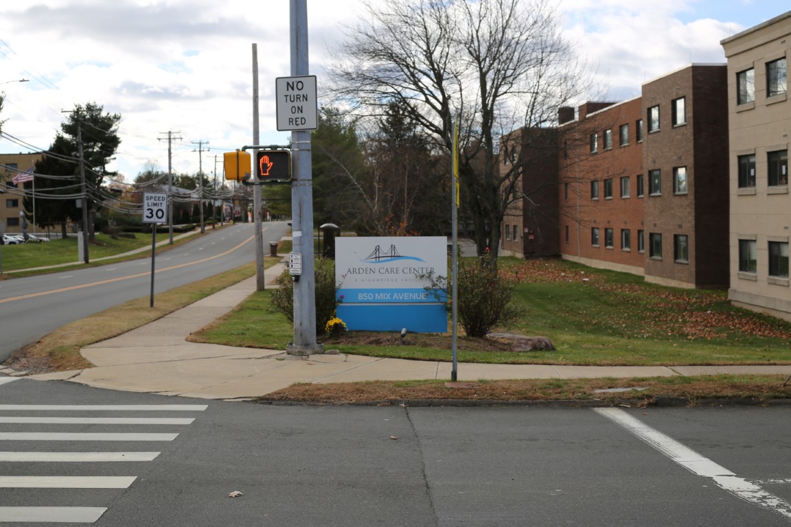 Exterior view of Arden Care Center building and sign