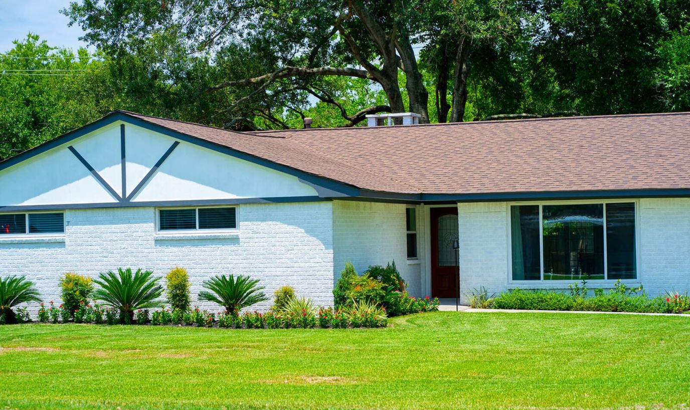 Exterior view of a single-story senior living facility