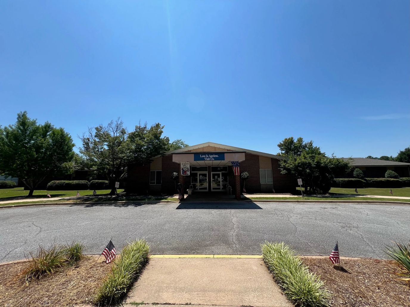 Exterior of Mountainview Nursing Home on a sunny day.