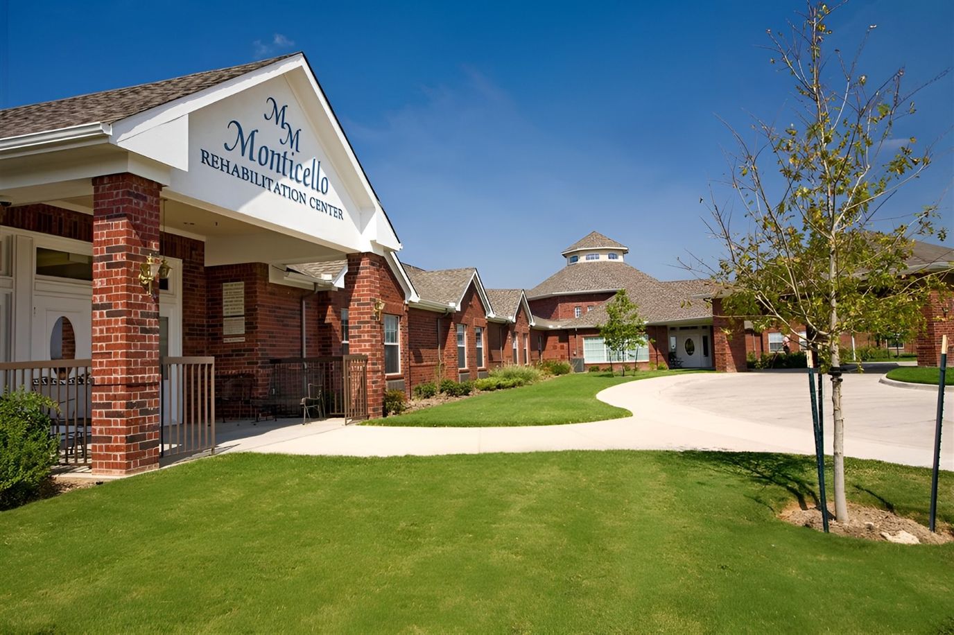 Exterior view of a rehabilitation center with landscaping
