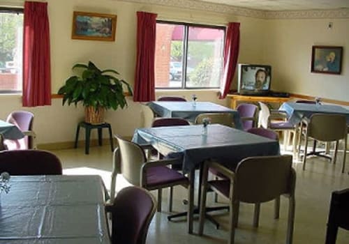 Dining area with tables and plants