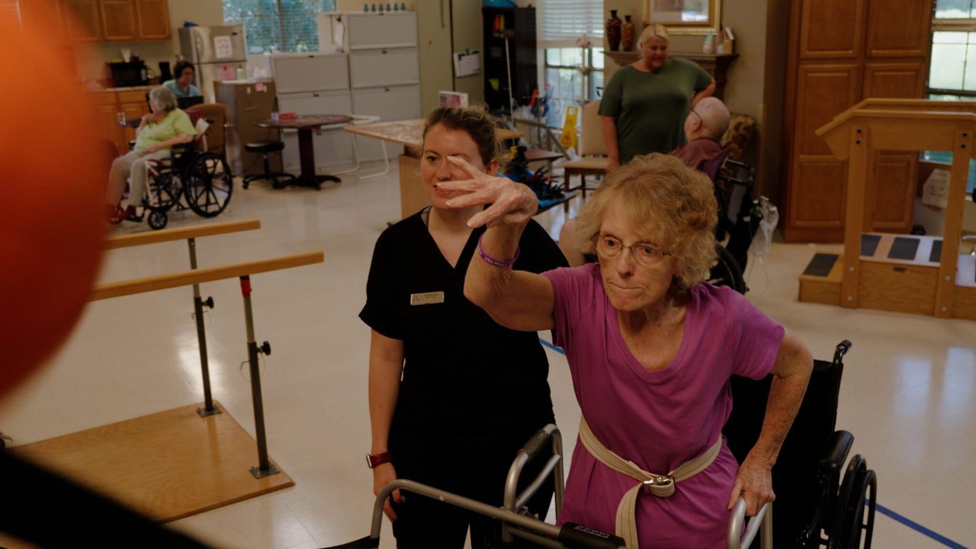 Residents participating in a physical activity session