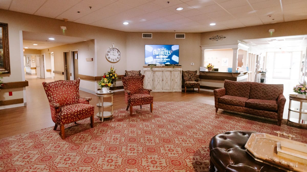 Common area with seating and a television