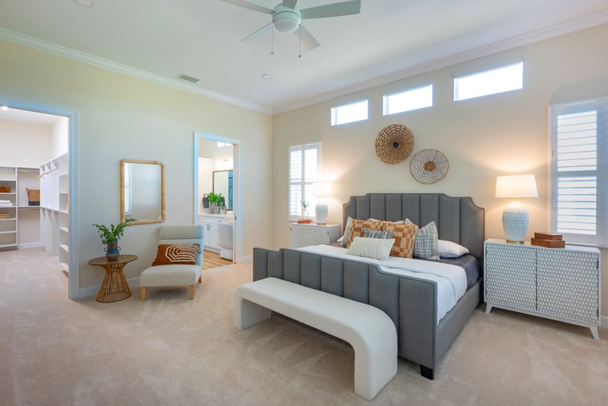 Bright interior view of a cozy bedroom