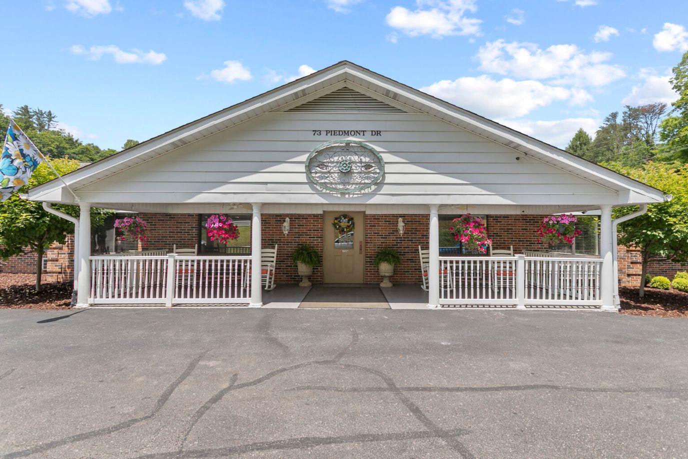 Exterior view of a senior living facility entrance