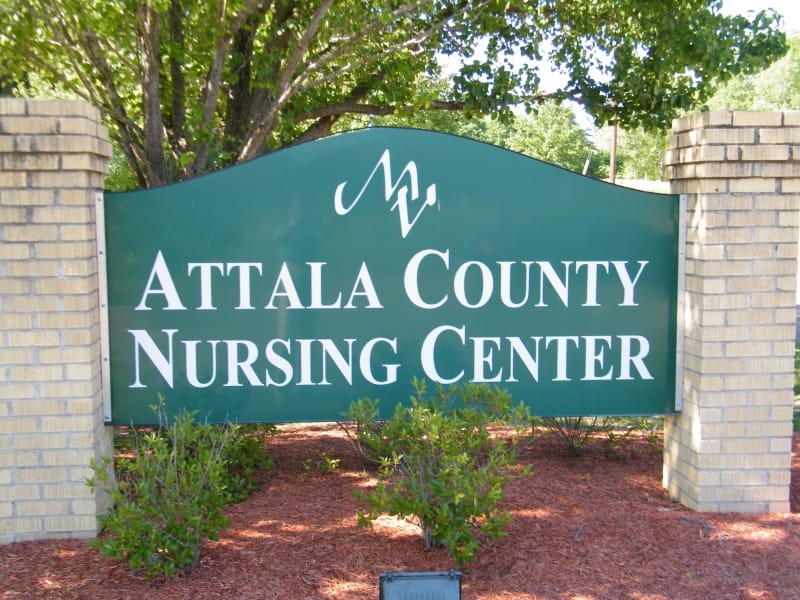 Signage for Attala County Nursing Center outside