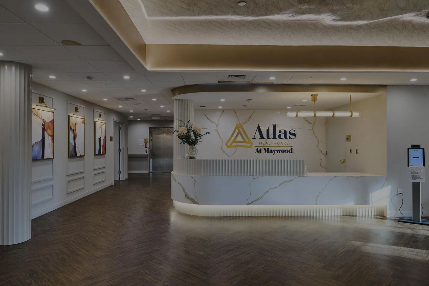 Bright reception area with modern design and decor