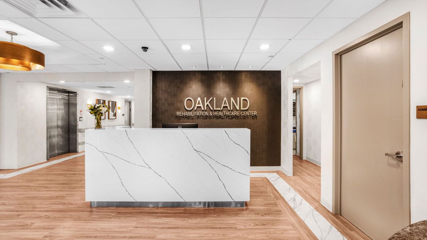 Reception area of a rehabilitation and healthcare center