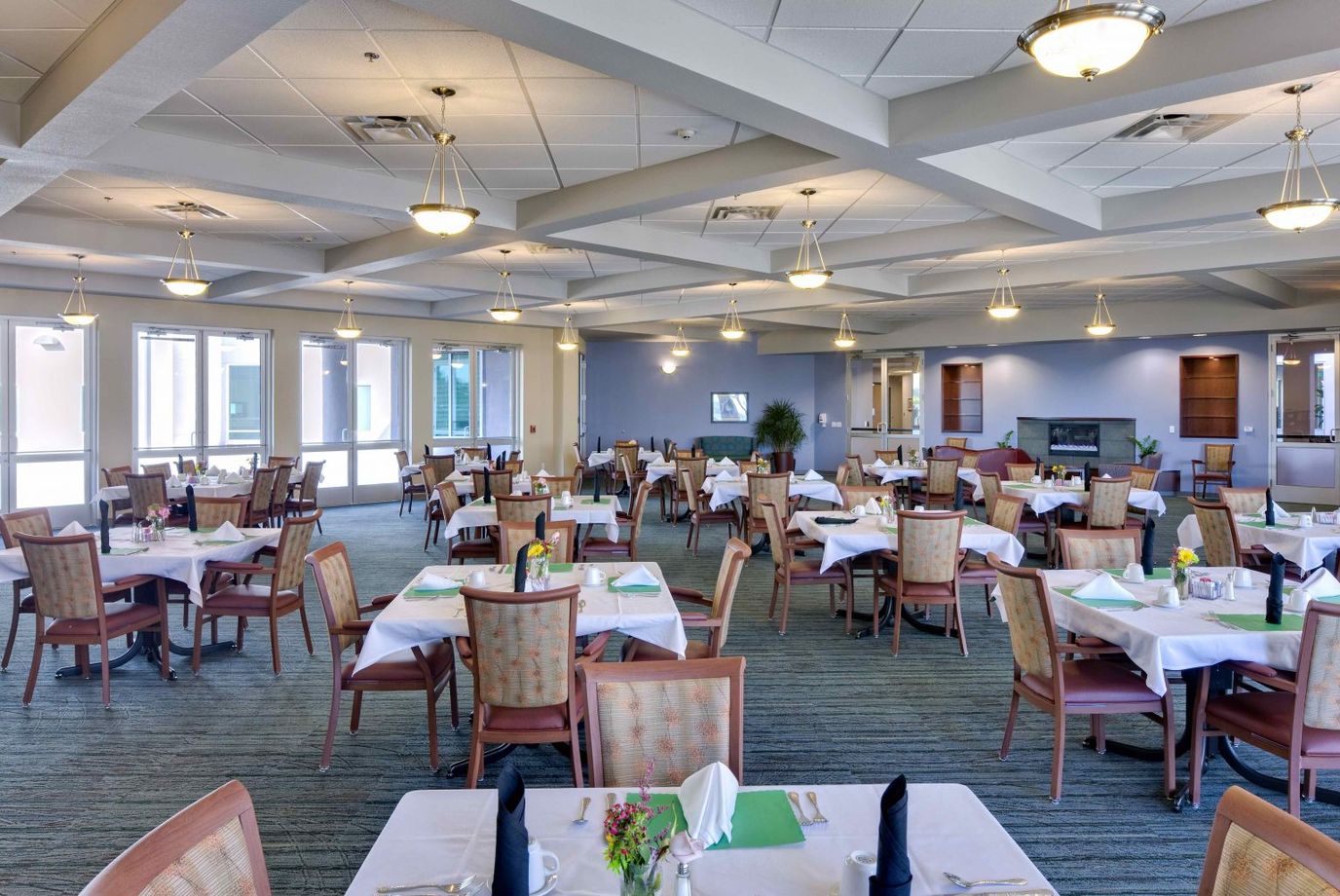 Dining area in a spacious, well-lit restaurant