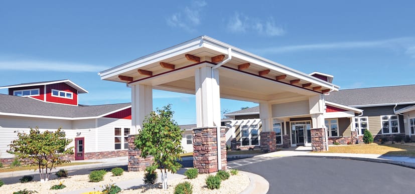 Front entrance of a senior living facility