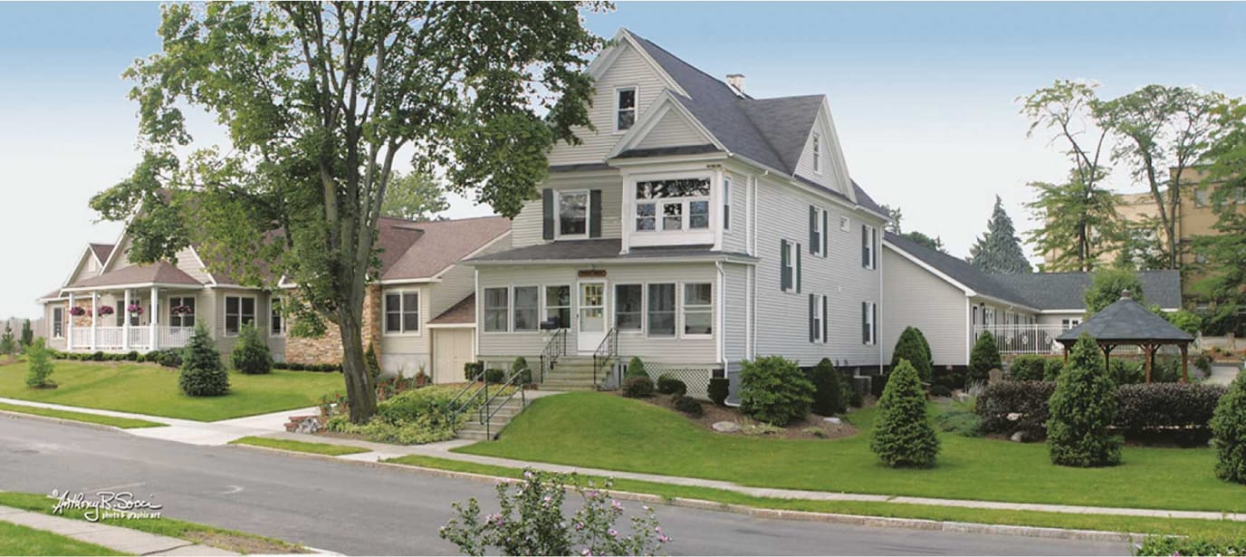 Exterior view of a charming assisted living facility