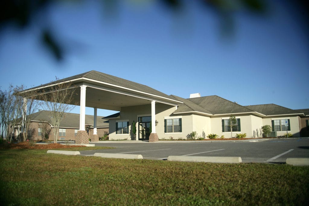 Front entrance of a senior living facility
