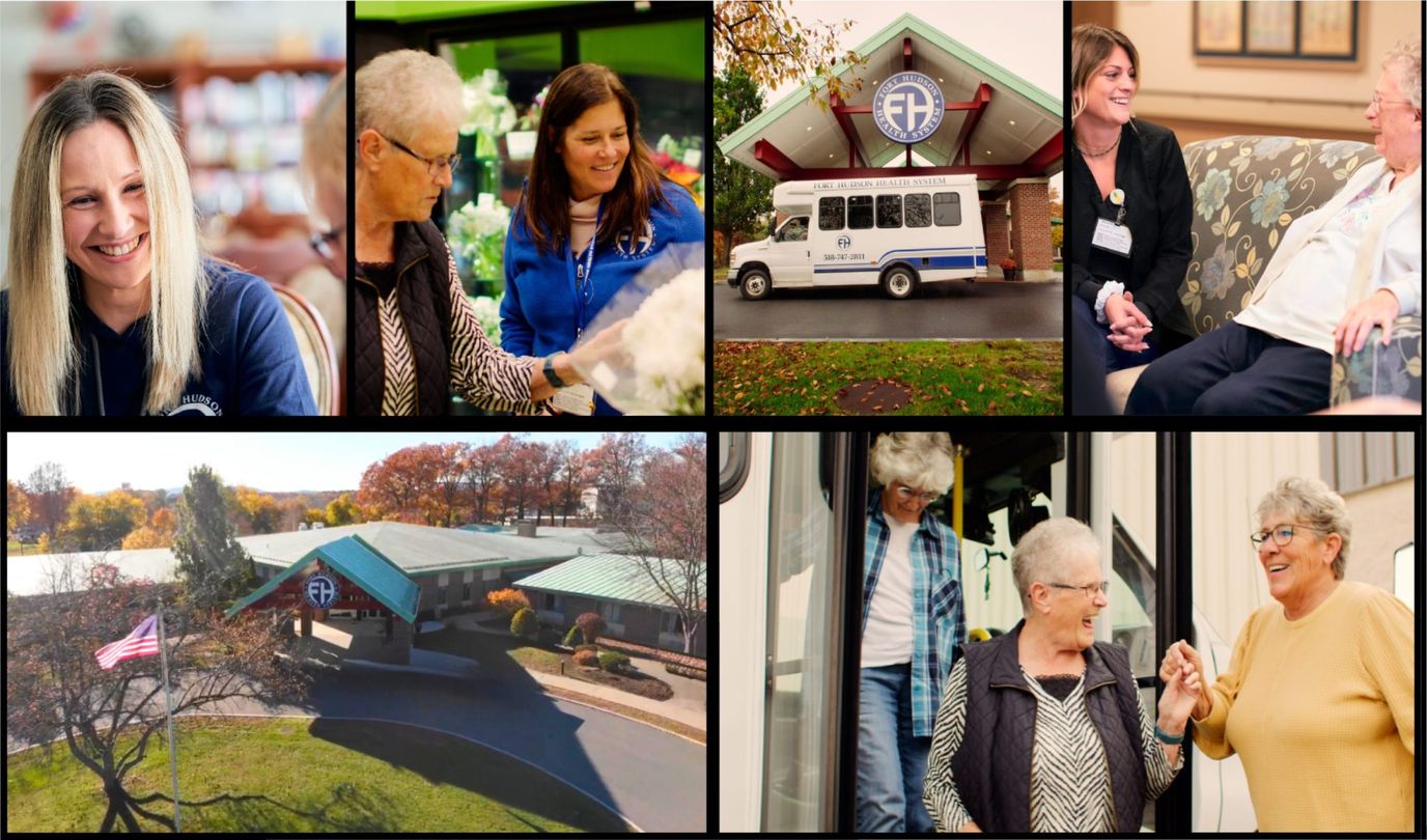 Fort Hudson Nursing Center, Inc., Nursing Home in Fort Edward, NY — Collage of happy residents and staff interactions