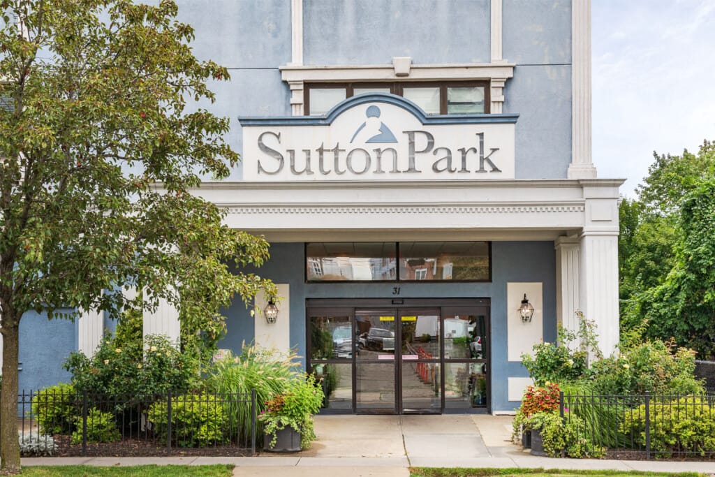 Exterior view of Sutton Park assisted living facility