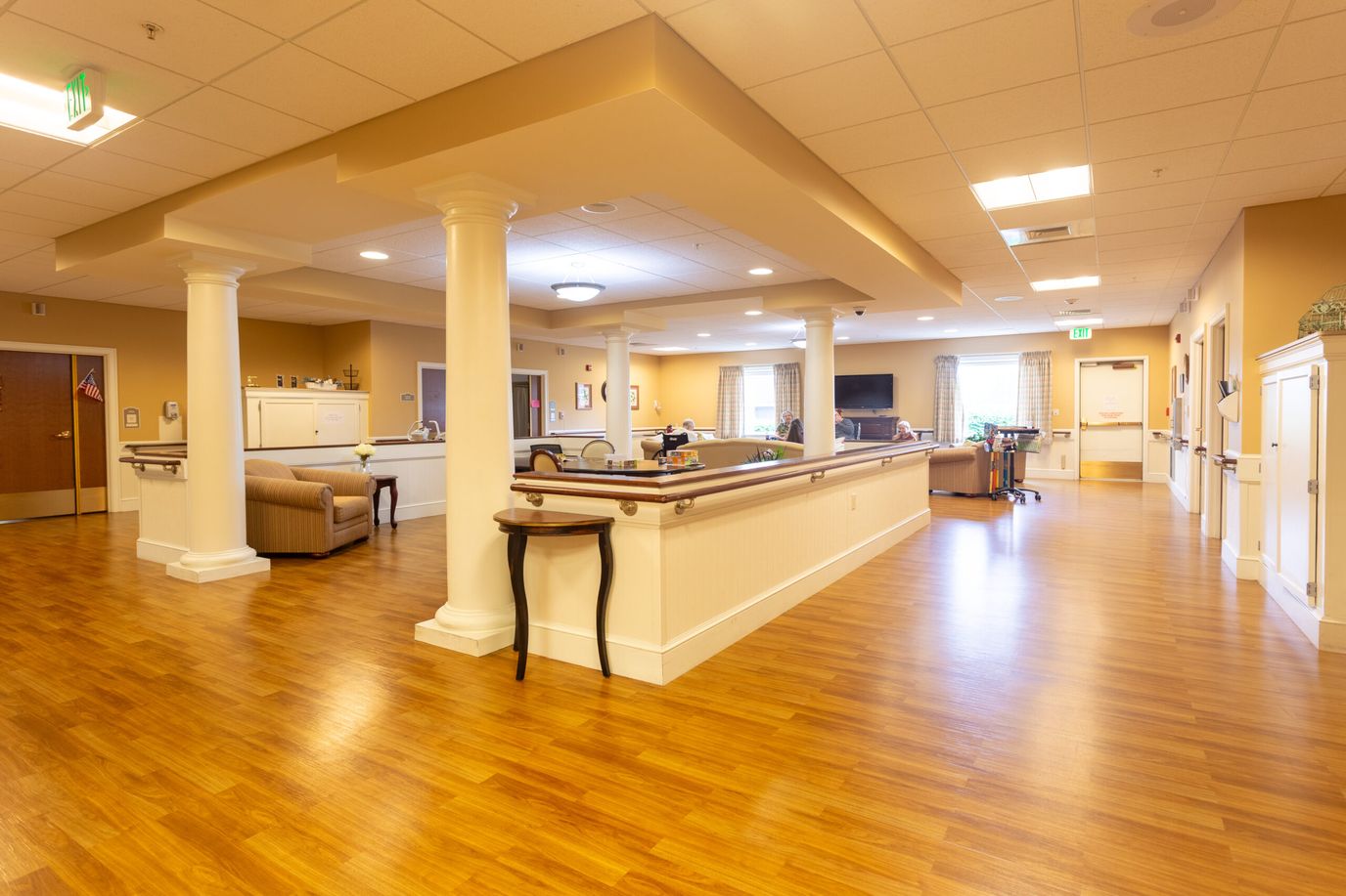 Interior view of a common area in a senior living facility
