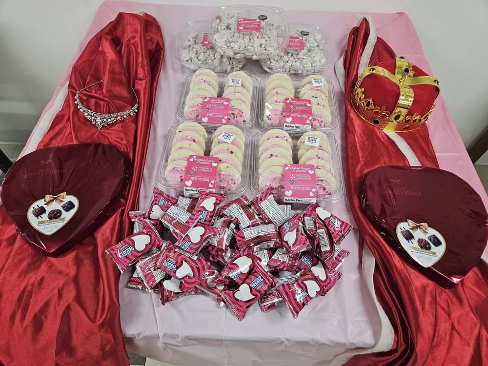 Dessert display for a celebration with sweets and decorations