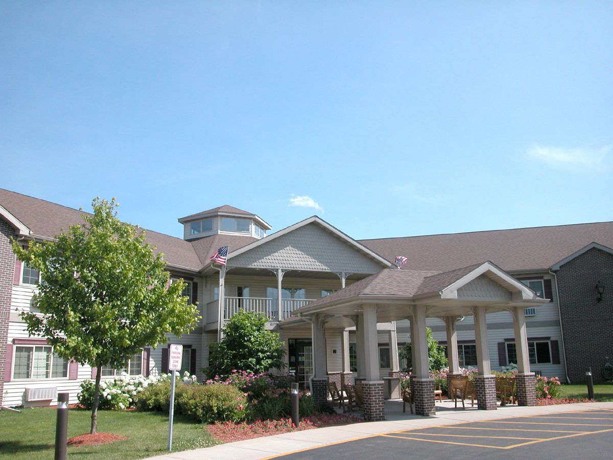 Building exterior of Miller's Merry Manor with clear blue sky