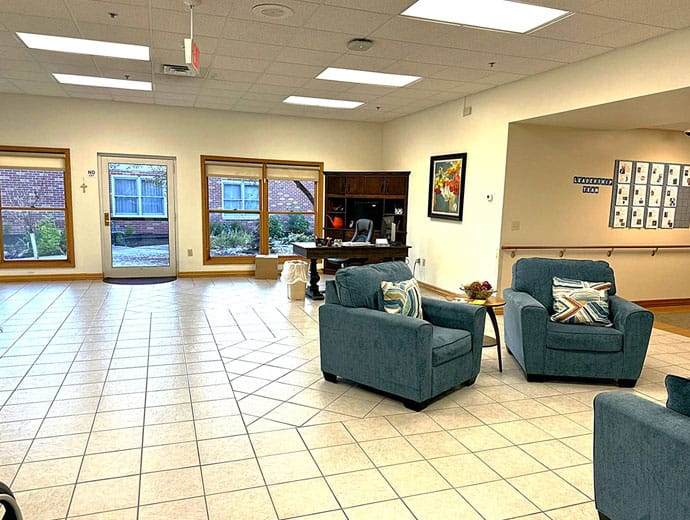 Common area with seating and natural light