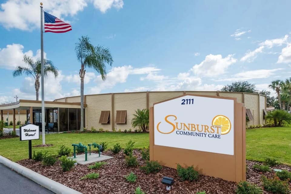 Exterior view of Sunburst Community Care with signage