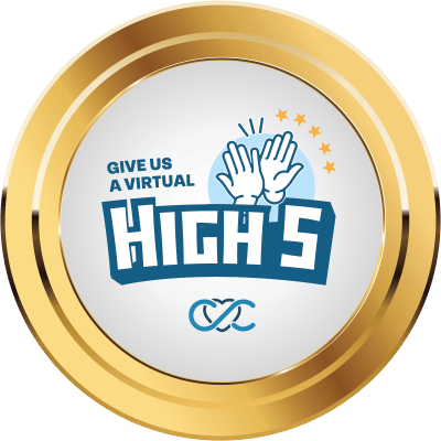 Complete Care At St Vincents Llc, Nursing Home in Cedar Grove, NJ — Virtual high-five logo with celebratory design elements