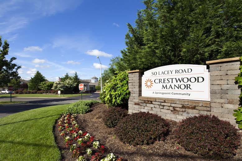Exterior view of Crestwood Manor sign and entrance