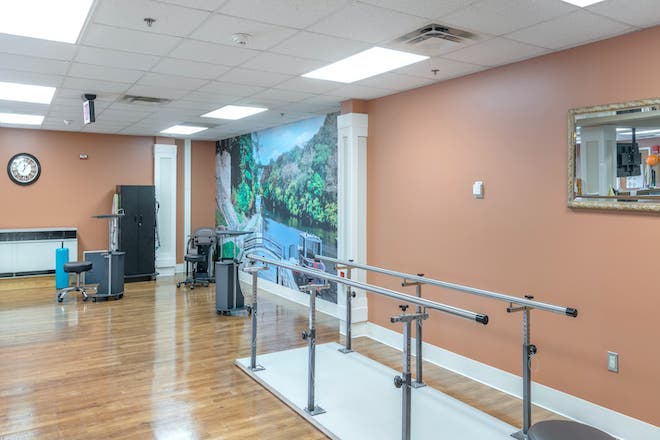 Interior view of a therapy space with equipment