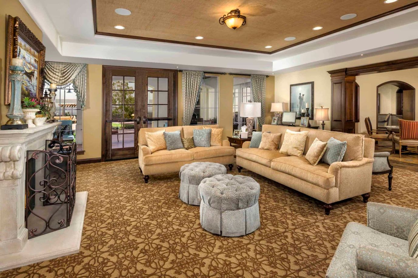 Comfortable common area with seating and decor