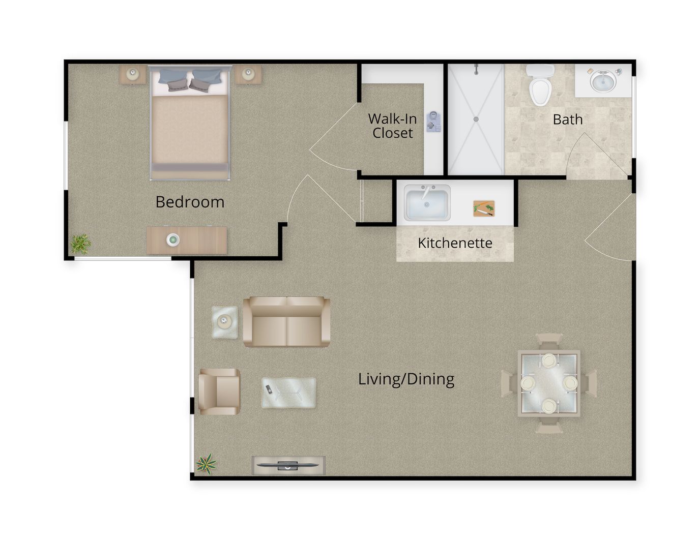 Architectural floor plan of a resident suite
