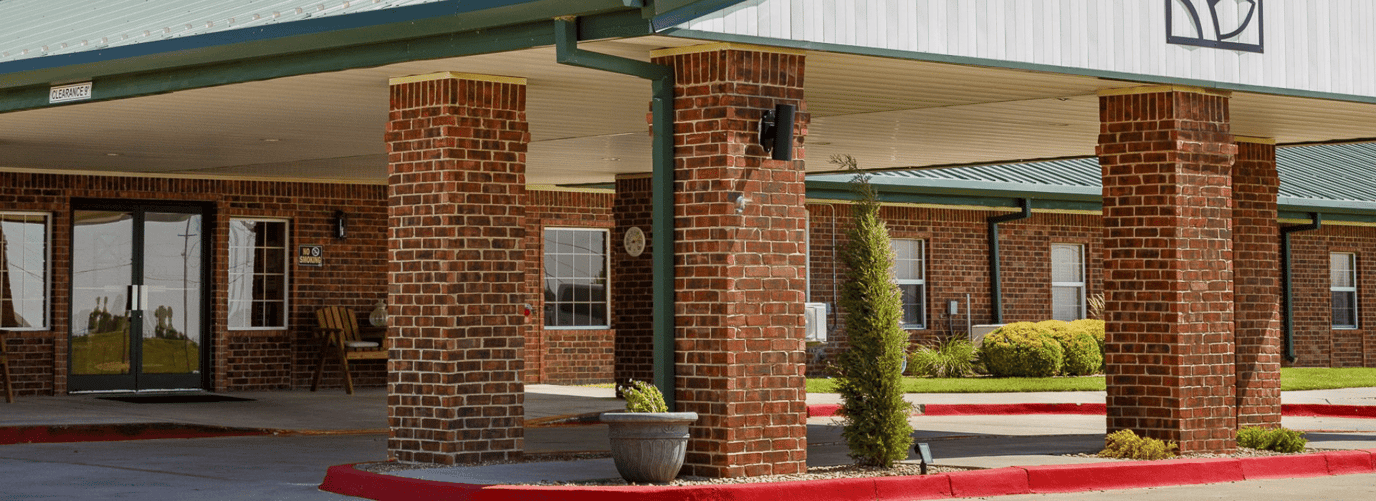 Exterior view of the Homestead of Weatherford entrance