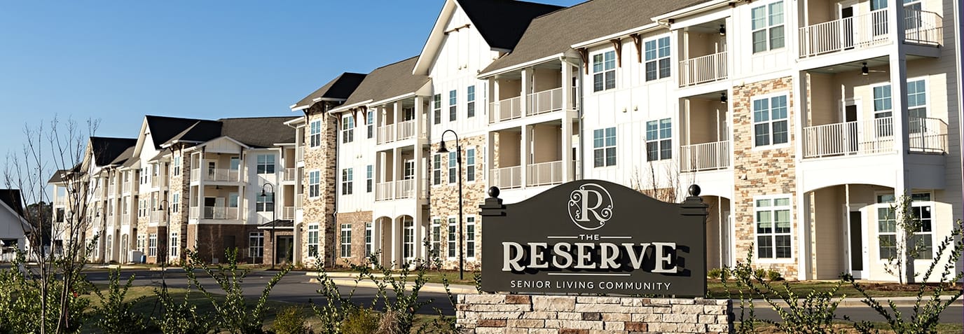 Exterior view of The Reserve senior living community