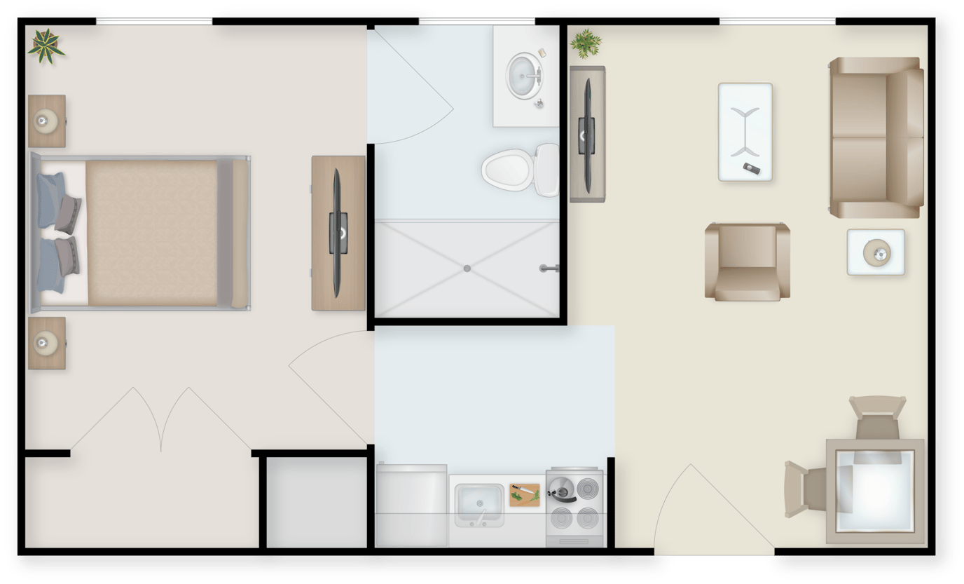 Glen Meadows, Nursing Home in Glen Arm, MD — Floor plan of a senior living apartment layout
