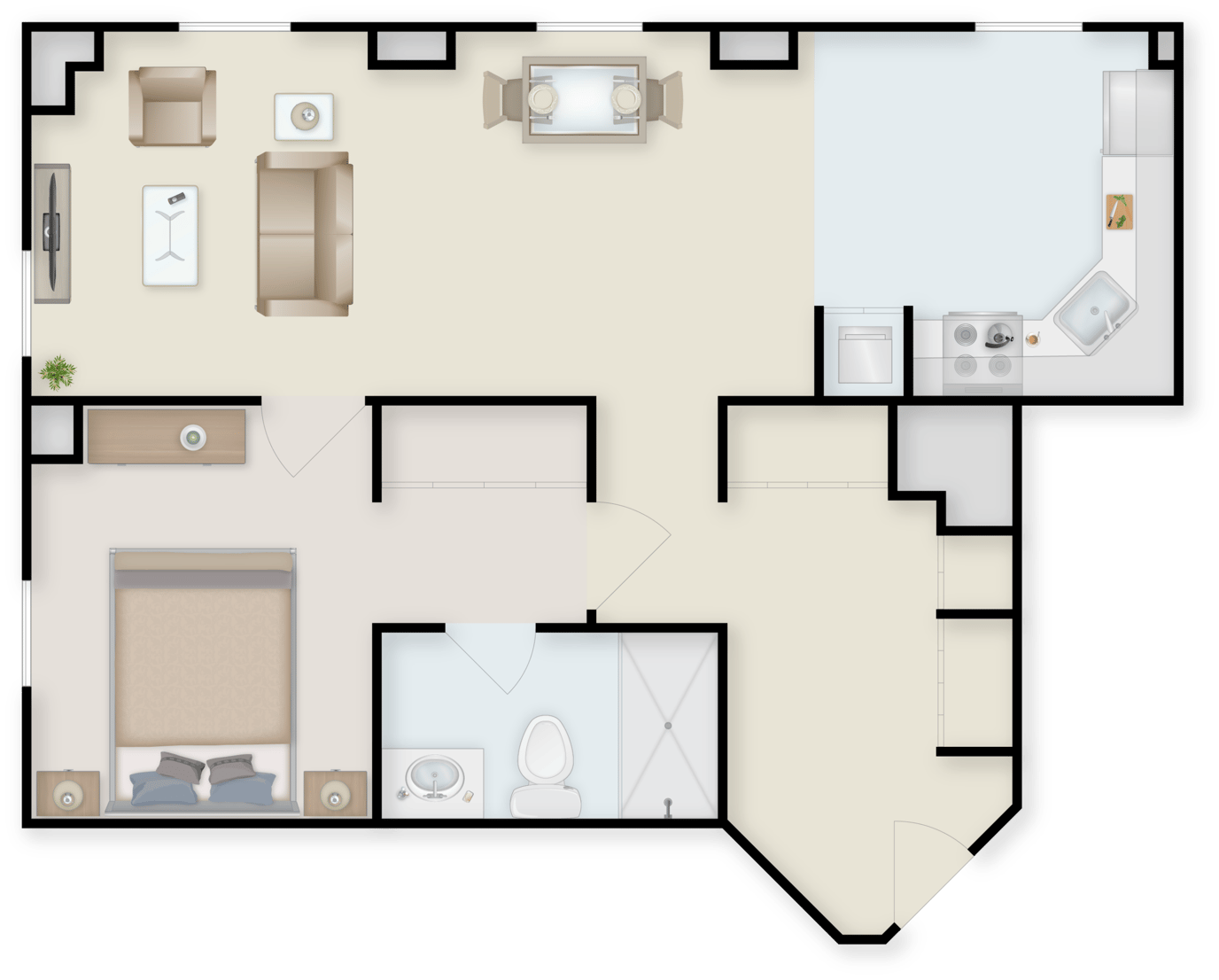 Glen Meadows, Nursing Home in Glen Arm, MD — Floor plan of a senior living apartment layout