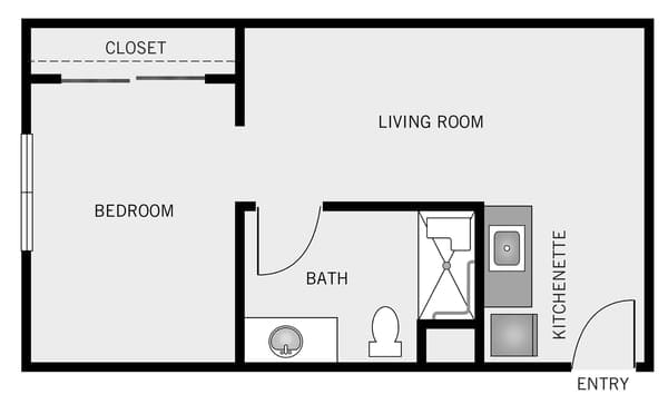 Architectural floor plan layout of a living space