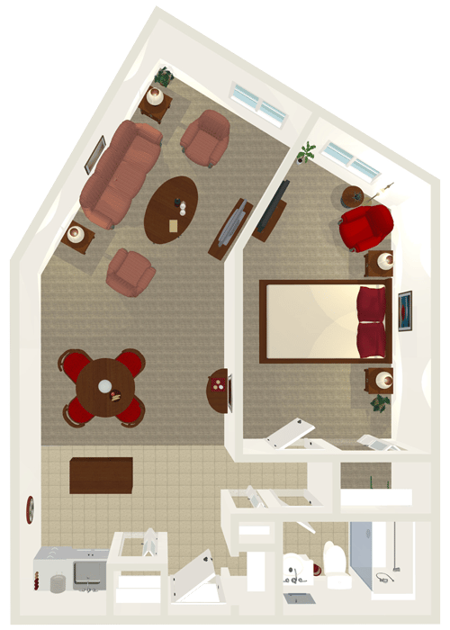 Architectural floor plan of a resident unit