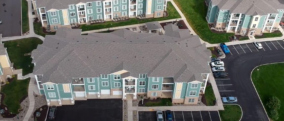 Aerial view of Magnolia Court's building complex