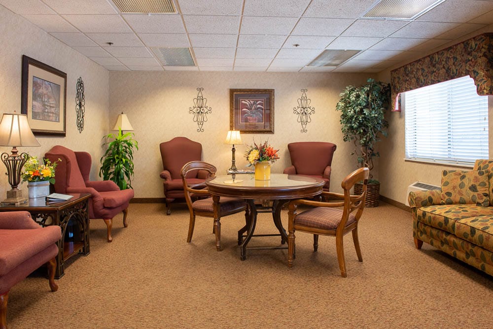 Cozy common area with seating and decor