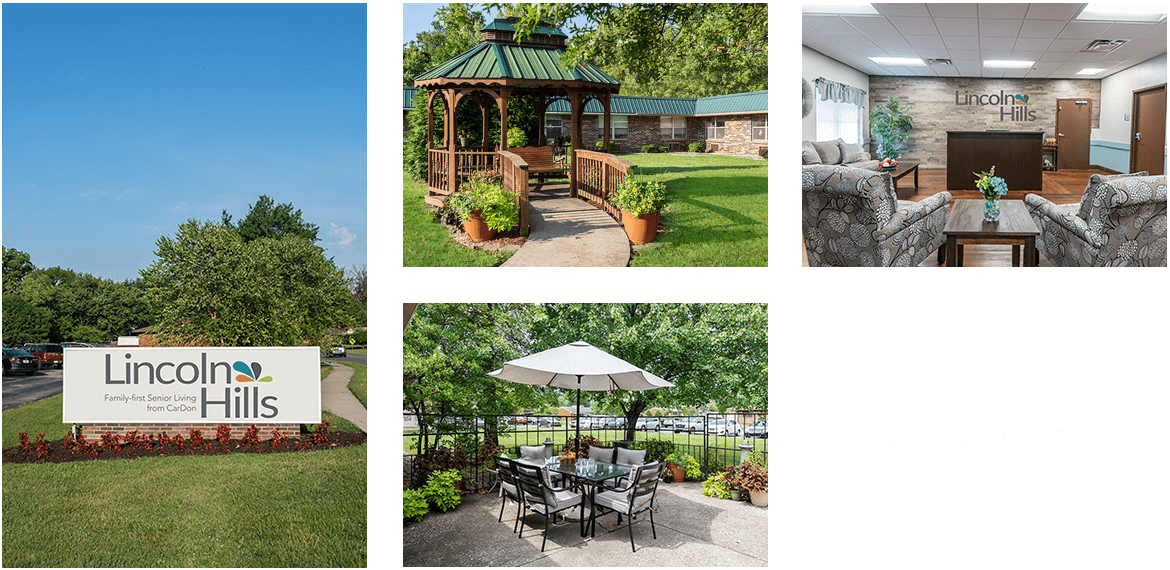 Exterior view of Lincoln Hills with outdoor seating area