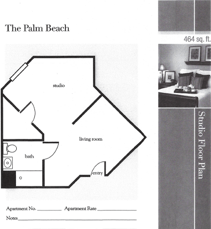 Floor plan of a studio apartment layout