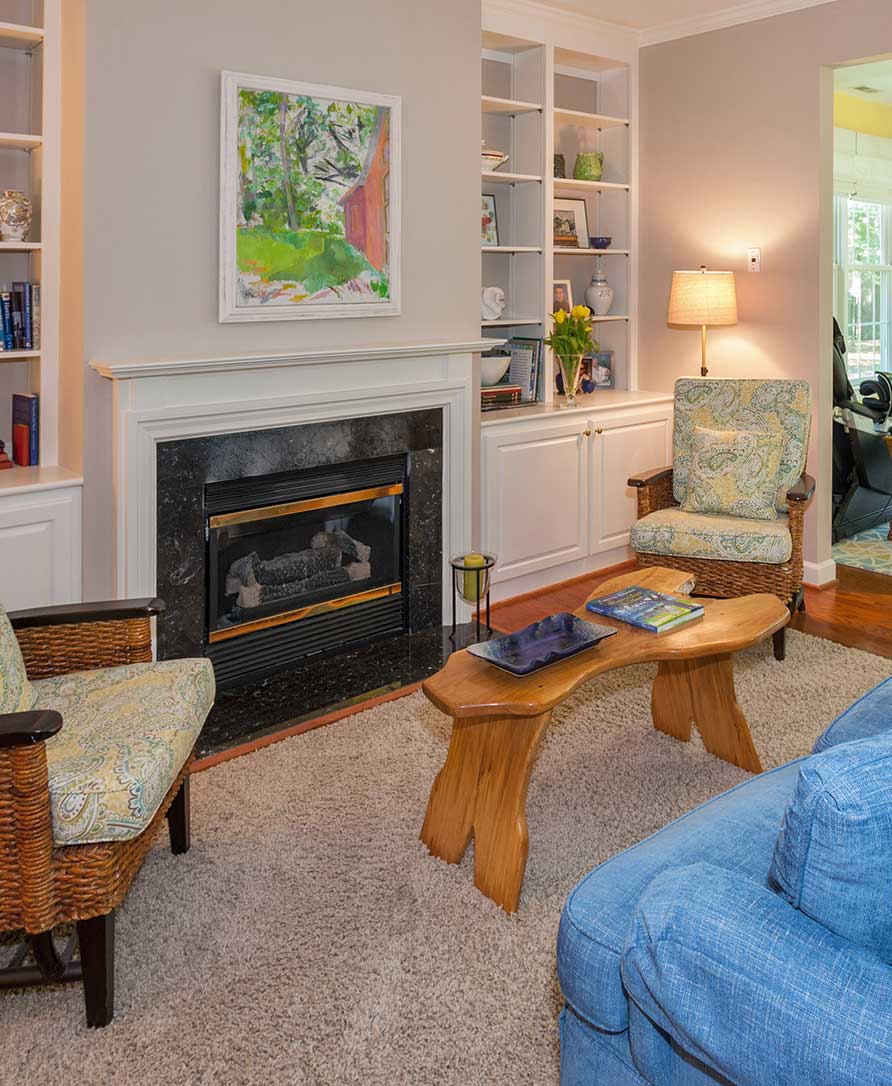Cozy interior lounge area with seating and decor