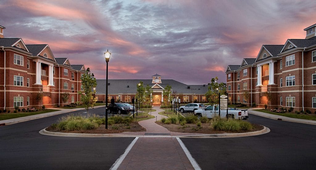 Exterior view of Wellmore of Lexington at sunset