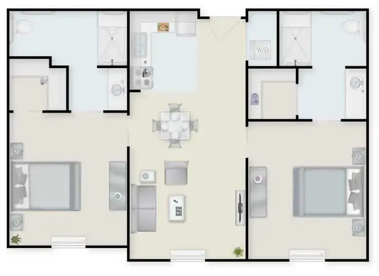 Architectural floor plan of a resident unit