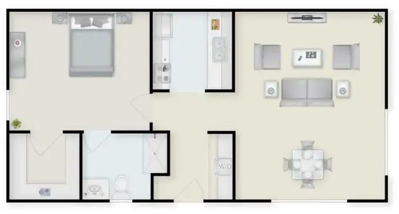 Charter Senior Living at Southern Pines, assisted living in Thomasville, GA — Apartment floor plan with living and dining areas