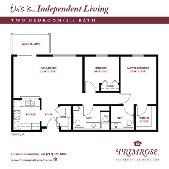 Architectural floor plan for two-bedroom unit