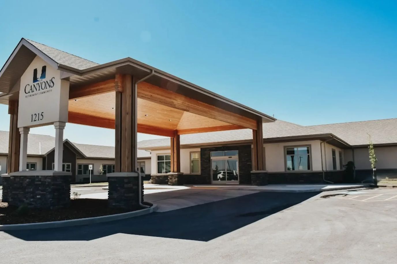 Exterior view of Canyons Senior Living facility entrance