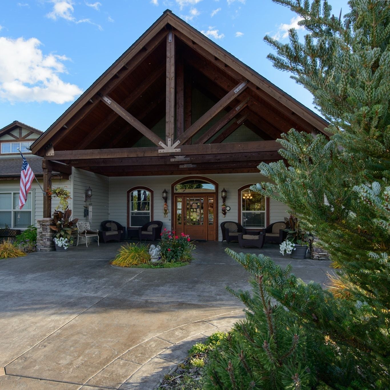 Exterior view of Wellspring Meadows Assisted Living entrance