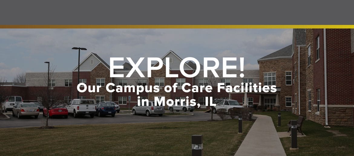 Exterior view of a senior living facility in Morris, IL