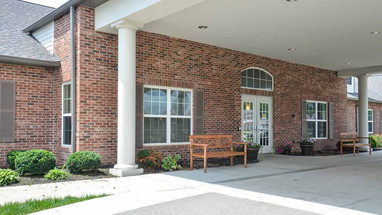 Exterior view of Sugar Grove Senior Living Community entrance