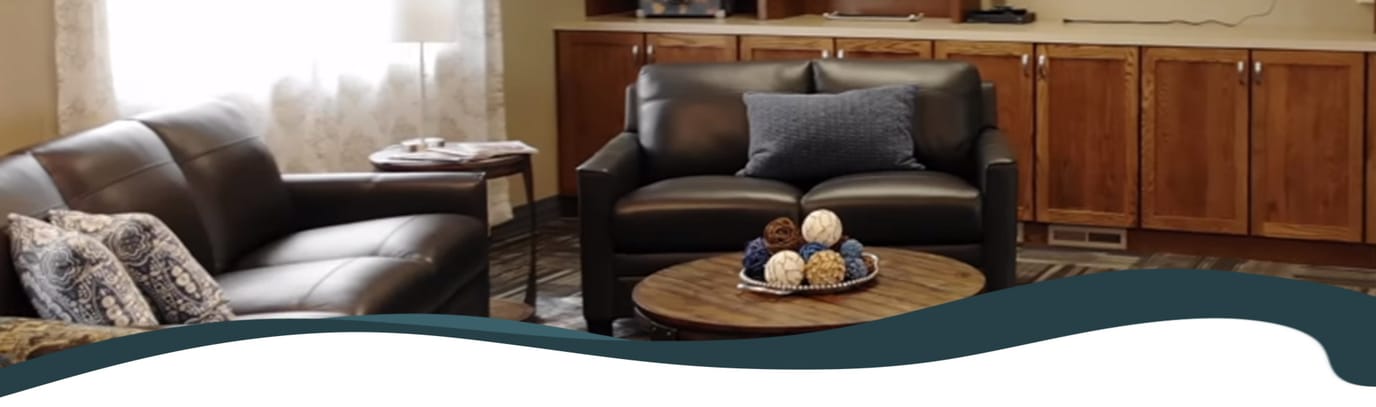 Cozy common area with seating and decorative items